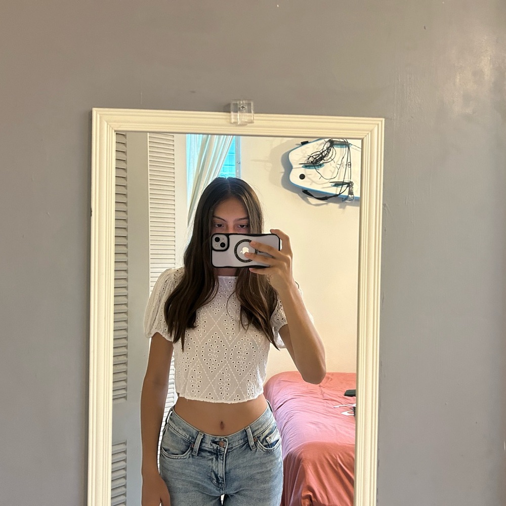 White Eyelet Crop Top